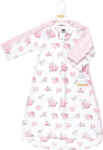Miniatura 2 de Hudson Baby Saco de dormir unisex de algodón con manga larga para bebé, saco, manta Floral rosa básico.