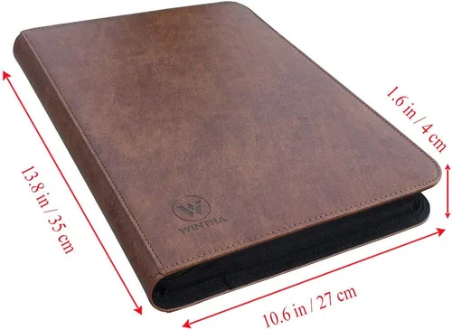 Miniatura 4 de Carpeta clásica de cuero marrón con 504 bolsillos, álbum de coleccionistas de tarjetas de primera calidad, 9 bolsillos, soporte para tarjetas