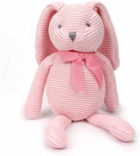Miniatura 12 de FLUFFYFUN Juguetes orgánicos para bebés, conejito gris, conejo de peluche, 7.1 pulgadas
