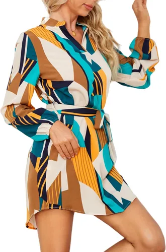 Miniatura 5 de Minivestido suelto con cuello en V y manga de siete puntos para mujer