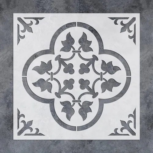 Miniatura 4 de GSS Designs - Plantilla de azulejos de joyas de 12 x 12 pulgadas, gran plantilla reutilizable para pintar y decorar la pared del piso, diseño