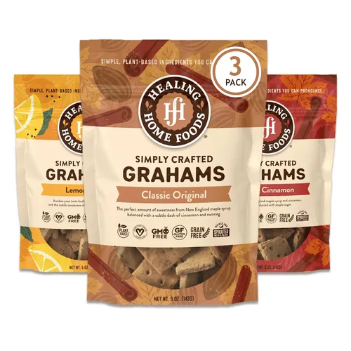 Miniatura 8 de Healing Home Foods Galletas Graham clásicas horneadas, sin gluten, hechas con harina de almendras, jarabe de arce orgánico y canela orgánica