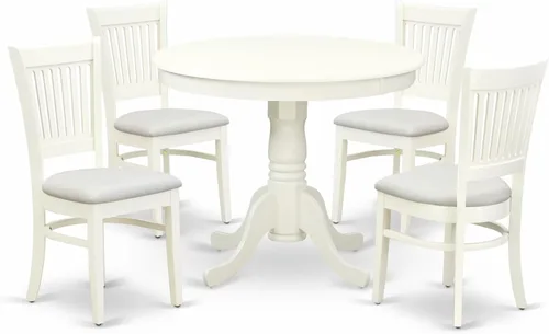 Miniatura 11 de East West Furniture ANVA3-BLK-C - Juego de mesa de comedor moderno de 3 piezas que contiene una mesa de cocina redonda con pedestal y 2 sillas