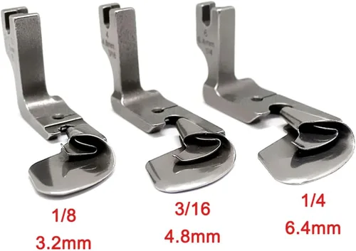 Miniatura 5 de 3 piezas de máquina de coser curvada con dobladillo para pie, tubo de tracción, falda de gasa de seda compatible con Brother, JUKI, Singer, etc