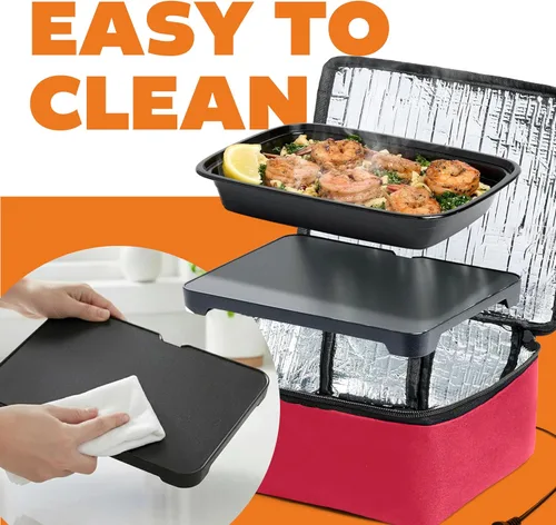 Miniatura 4 de HOTLOGIC Mini lonchera térmica - Calentador eléctrico portátil de alimentos para hombres y mujeres - Ideal para el trabajo, la oficina y la Rojo
