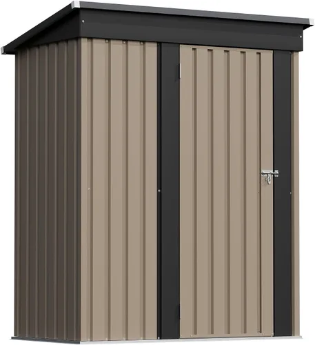 Miniatura 7 de Patiowell Cobertizo de almacenamiento al aire libre de 5 x 3 pies, cobertizo de herramientas con techo inclinado y puerta con cerradura, cobertizo