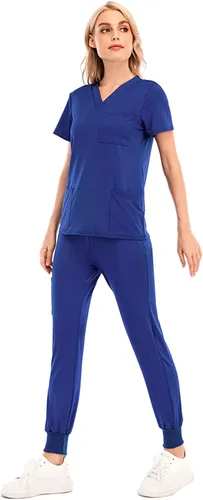 Miniatura 4 de Conjunto de uniformes médicos para mujer, conjunto de uniforme de enfermera, conjunto de trabajo al aire libre, conjunto de ropa quirúrgica elástica