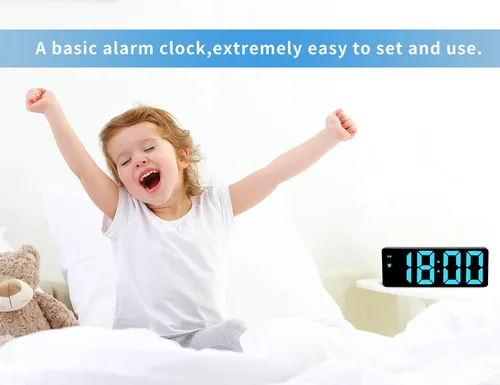 Miniatura 3 de Reloj Despertador Digital para Dormitorio, Relojes Electrónicos LED con Superficie de Espejo, Brillo Ajustable, Modo Snooze, Control de Voz