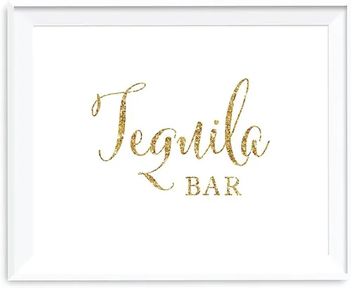 Miniatura 63 de Andaz Press Letreros de fiesta de boda, impresión de purpurina dorada, 8.5 x 11 pulgadas, escribe tu nombre y dirección en un sobre sobre mesa, 1