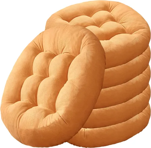 Miniatura 41 de Juego de cojines de suelo de 2 piezas, cojines grandes redondos para sentarse para adultos, cojines acolchados de corduroy para sala de estar