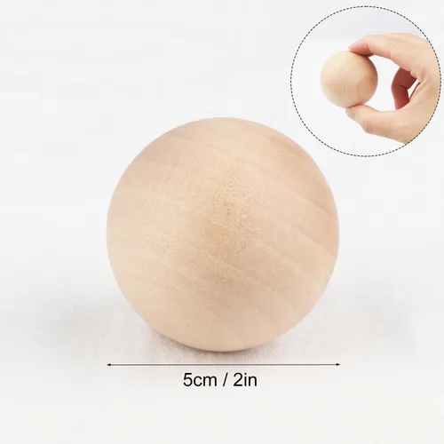 Miniatura 2 de Paquete de 20 bolas de madera sin terminar de 2 pulgadas, bolas de madera de 2 pulgadas, esferas de madera para manualidades, proyectos