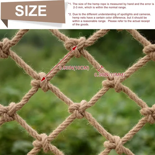 Miniatura 2 de Red de cuerda de cáñamo de seguridad para niños, para escalar, balcón, escaleras, barandilla, jardín, patio, protección resistente, casa de árbol