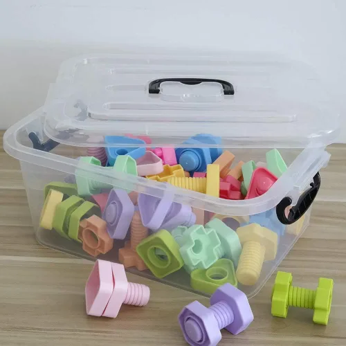Miniatura 4 de Caja de almacenamiento de plástico de 8 litros, paquete de 2 contenedores de almacenamiento transparentes con asas