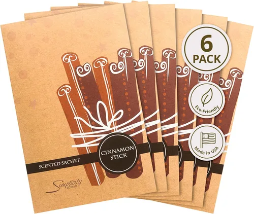 Simplicity Scents - Paquete de 6 bolsitas perfumadas en barra de canela, otoño e invierno, bolsas perfumadas de larga duración, fragancia para el