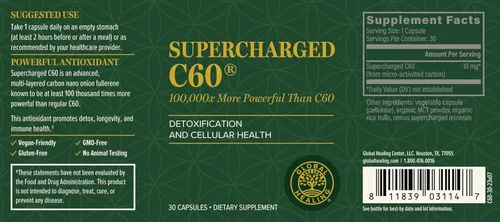 Miniatura 3 de Global Healing Center Supercharged C60 - Fullereno de Carbono Microactivado con Polvo MCT Orgánico, 10 Veces Más Potente que los Suplementos C60