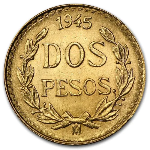 Miniatura 3 de Moneda de Oro 2 Pesos de Hidalgo de 1/5 de 1919-1948 (año aleatorio) mexicana brillante sin circular con Certificado de Autenticidad - Moneda de Oro