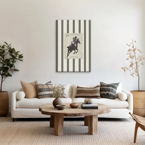 Miniatura 3 de Póster vintage a rayas de Rodeo y vaquero, sello retro de tres centavos, impresión en lienzo de caballo y caballo arte de pared occidental, estilo-1
