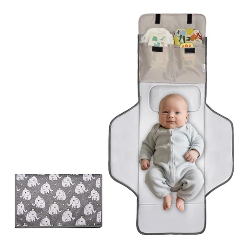 Cambiador de pañales para niños pequeños, extra largo, grande, ligero, de 31 x 24.2 pulgadas, diseño lindo de 1 a 36 meses, plegable, cambiador