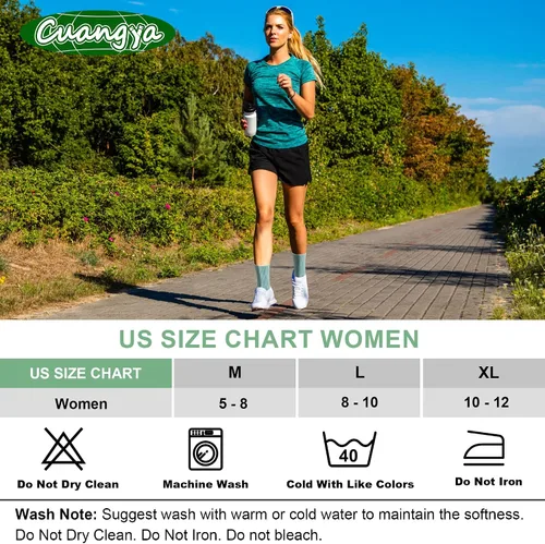 Miniatura 6 de cuangya Calcetines deportivos de compresión acolchados para mujer, 5 pares