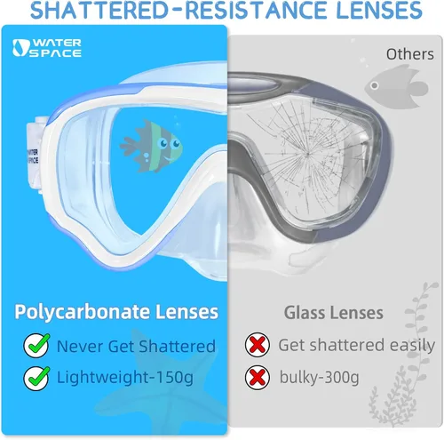 Miniatura 5 de Water Space Kids Swimming Goggles Swim Mask with Nose Cover for Kids Youth 3-15, Anti-Shattered Lens UV Protection No-leak Azul (1 paquete)
