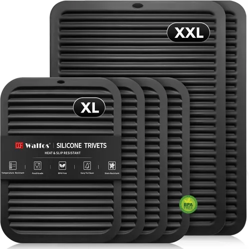 Walfos Salvamanteles XXL de silicona de 16 pulgadas y salvamanteles de 12 pulgadas, salvamanteles para ollas y sartenes calientes, resistentes al