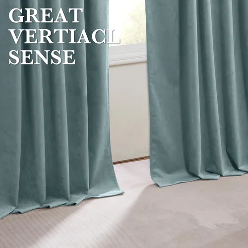 Miniatura 7 de RYB HOME Cortinas 100% opacas de terciopelo azul de 84 pulgadas, pestañas traseras, aislamiento térmico, reducción de ruido, cortinas y cortinas