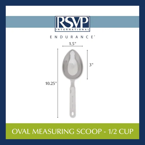 Miniatura 3 de RSVP International Endurance - Cuchara medidora ovalada, 1/2 taza, acero inoxidable
