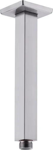 Miniatura 27 de Brazo de ducha de oro cepillado con brida de 6 pulgadas de acero inoxidable recto superior de lluvia cabezal de ducha de extensión de tubo cuadrado