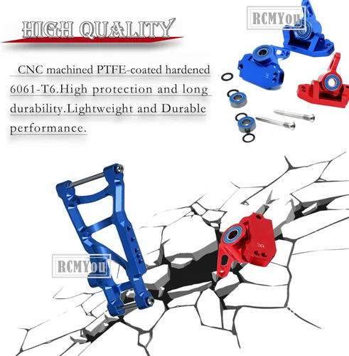 Miniatura 4 de Pieza de actualizaciones para barra de 1/10 2WD, brazo de suspensión delantero trasero de aleación, bloque de ruedas, bloques de dirección, Rojo