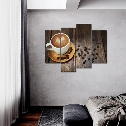 Miniatura 2 de Arte de pared de café marrón para bar, impresión de imagen con tema de café en lienzo para cocina, sala de estar, decoración del hogar