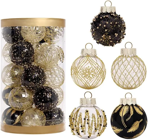 Juego de 25 adornos de Navidad de 2.36 pulgadas, adornos de árbol de Navidad, bolas de Navidad inastillables, bombillas para vacaciones, bodas,