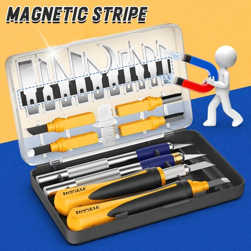 Miniatura 5 de DIYSELF Exacto Cuchillo, juego de 22 cuchillos Exacto con cuchillas Exacto, cuchillo de manualidades para arte, plantilla, álbum de recortes