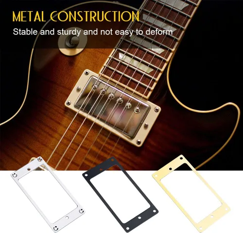 Miniatura 7 de Humbucker Cover - Juego de 2 piezas planas de metal cromado, anillo de montaje para pastilla, marco de guitarra seguro para guitarristas eléctricos
