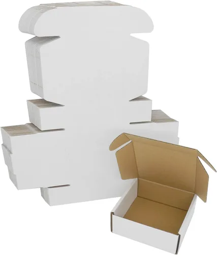 Miniatura 9 de Paquete de 50 cajas de envío de 7x6x2 pulgadas, caja de cartón blanco corrugado, cajas de correo planas para literatura para embalaje de pequeñas