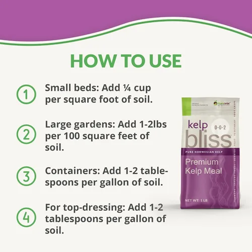 Miniatura 3 de Kelp Bliss (10 libras) - Fertilizante orgánico de harina de algas para plantas, suelo de jardín, flores, verduras y césped, fertilizante orgánico