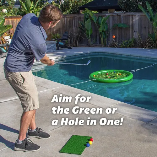Miniatura 7 de GoSports Splash Chip - Juego de golf flotante, incluye objetivo de astillado, 16 pelotas de golf de espuma, 1 alfombrilla de astillado y cuerdas