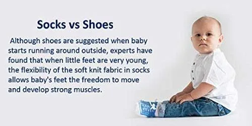 Miniatura 3 de Baby Boy Socks with Sneaker Shoe Look-Non-slip Gripper Soles-3 or 6 Pairs-Cotton-Gift Packaged-Baby Shower-Faux Shoelaces