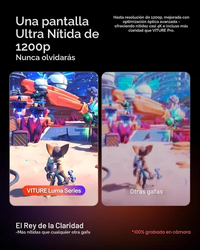 Miniatura 3 de VITURE Lentes Luma Pro XR — Pantalla ultra afilada de 152 pulgadas, 1200p 120 Hz, FOV de 52°, película electrocrómica, ajustes de miopía, audio