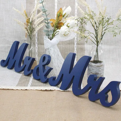 Miniatura 9 de Letras de madera y pancarta para boda - Just Married & Mr. & Ms. Decoración - Oro champán