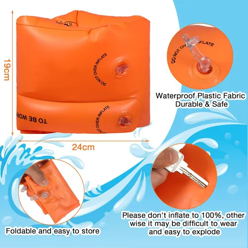 Miniatura 3 de Paquete de 6 flotadores de brazo para adultos, flotadores de cinturón de natación, flotadores inflables portátiles, cinturón de natación con hebilla