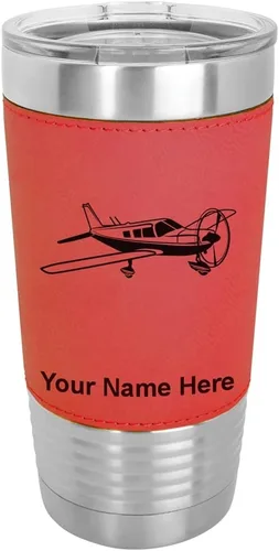 Miniatura 18 de LaserGram Vaso aislado al vacío de 20 onzas, avión de ala baja, grabado personalizado incluido (piel sintética, estilo béisbol)