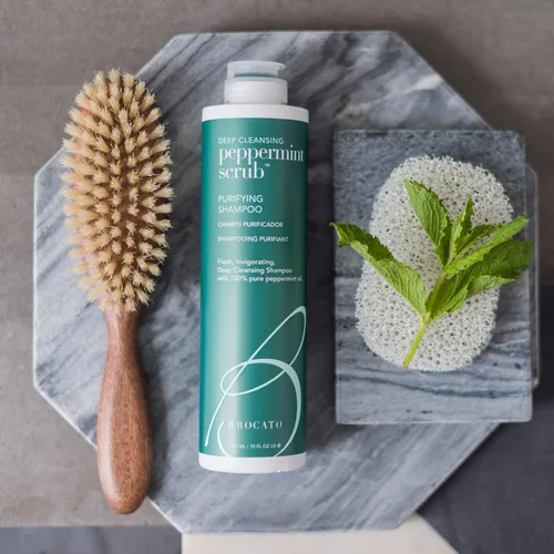 Miniatura 4 de Champú purificador de menta Brocato: ligero con aceite de menta puro, ideal para tipos de cabello graso a normal, sin sulfatos ni parabenos, 32 onzas