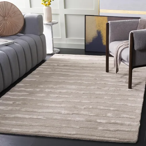 SAFAVIEH Soho Collection SOH519A - Alfombra de lana de primera calidad, hecha a mano, 5 x 8 pies, color gris