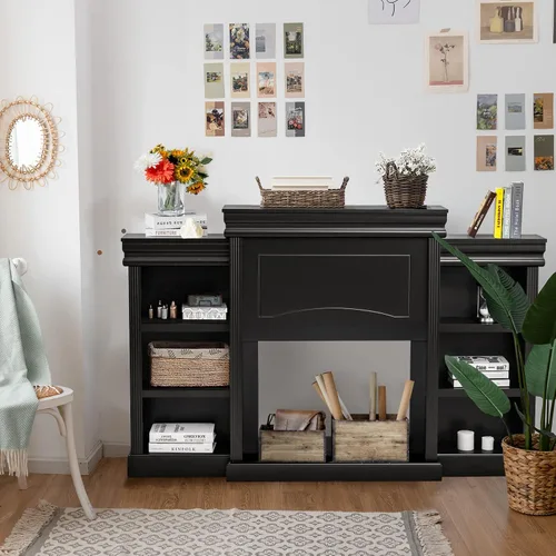 Miniatura 4 de Tangkula Soporte de mantel independiente de 70 pulgadas, gabinete moderno con chimenea para sala de estar, dormitorio, mesa consola de madera