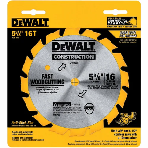 Miniatura 2 de DEWALT Hoja de sierra circular, 5 38 pulgadas, 16 dientes, corte de madera (DW9055)