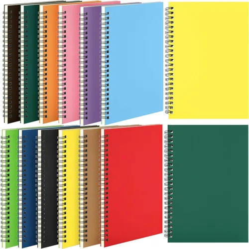 Miniatura 15 de Leelosp 12 cuadernos pequeños en espiral forrados en espiral, cuaderno con rayas universitarias, cubierta de papel kraft encuadernado con alambre