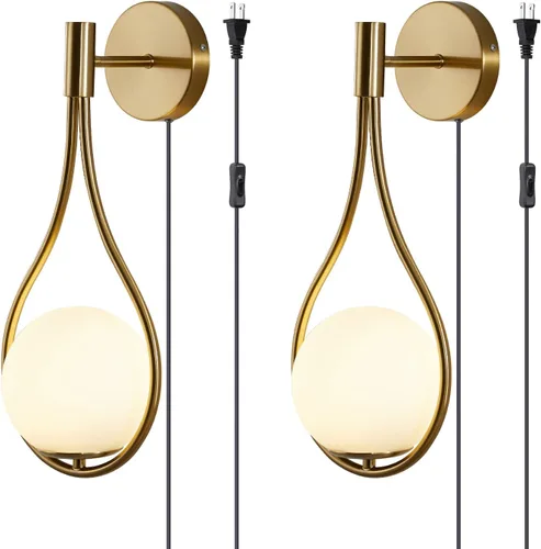 Miniatura 12 de KCO Lighting - Aplique de pared con diseño de gota de mediados de siglo, lámpara de pared de latón cepillado, lámpara de montaje en pared