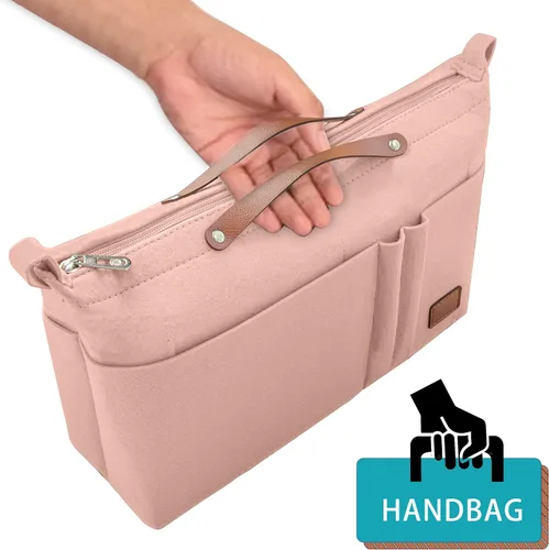 Miniatura 2 de Soyizom Organizador de bolso, organizador de bolsa de inserción para bolsos, organizador de fieltro con cremallera y bolsa de llavero en la bolsa