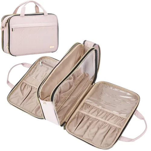 NISHEL - Neceser de viaje, organizador de maquillaje portátil, bolsa de cosméticos plegable, estuche de viaje para artículos de tocador de tamaño