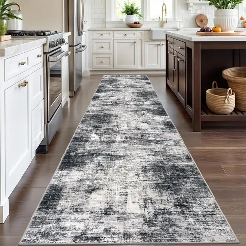 Miniatura 823 de IOHOUZE Alfombra abstracta lavable de 3 x 12 pies para pasillos, antideslizante para cocina, camino de entrada de lana sintética para interiores